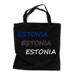 Ostukott värvilise pildiga "ESTONIA" ja helkurmaterjalist ornamendiga.